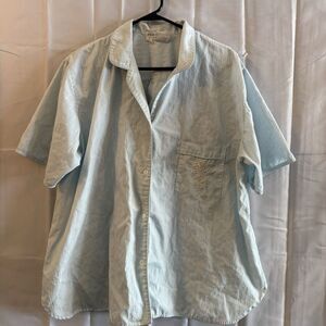 Miss Elaine Light Blue Button-Up Pajama Set